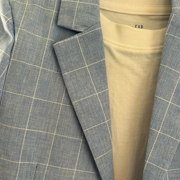 Light Blue Checkered Kids Suit - Picture 2 of 4